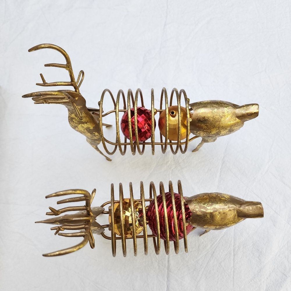 Gold metal reindeer, set of two Christmas decor - Picture 4 of 11